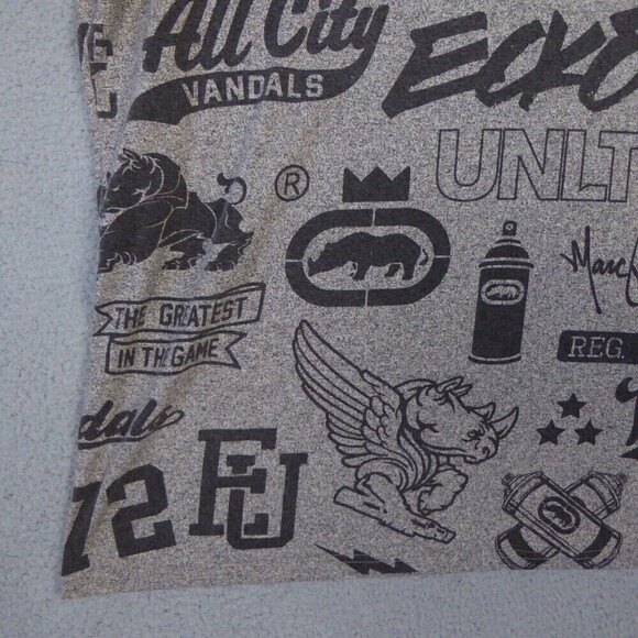 Ecko Unltd Shirt Men's 4XL Gray White Short Sleeve Streetwear Casual AOP - Picture 2 of 12